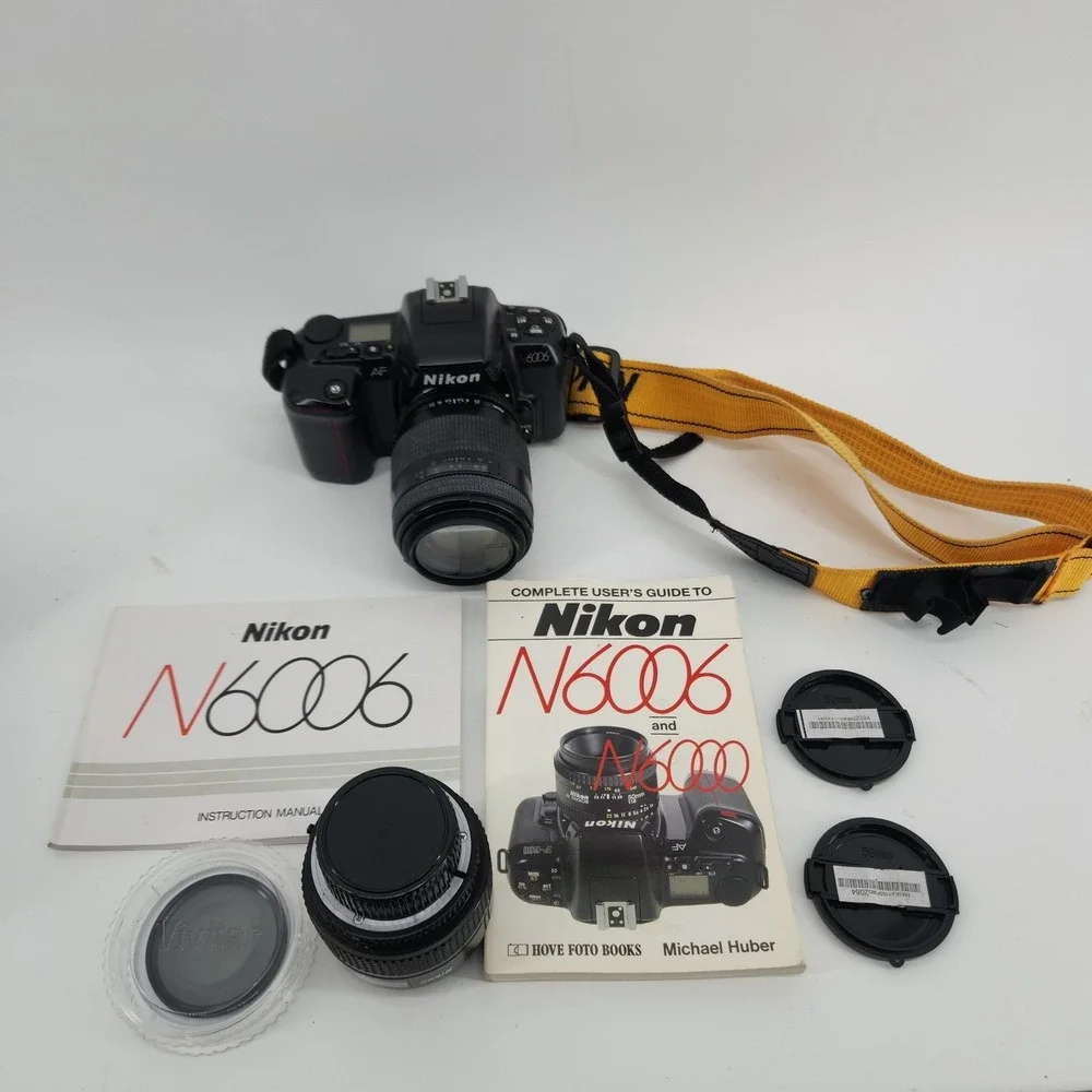 Nikon N6006 AF 35mm SLR Camera Nikkor 35-70 Quantaray 70-210 Broken Latch Parts